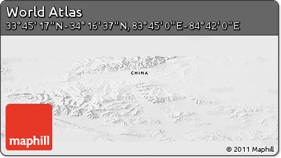 Physical Panoramic Map of the Area around 34° 0' 57" N, 84° 13' 29" E