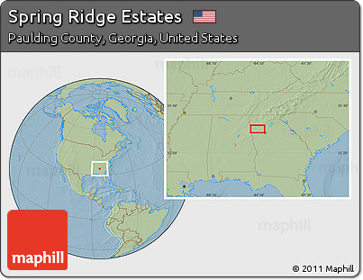 Savanna Style Location Map of Spring Ridge Estates, hill shading