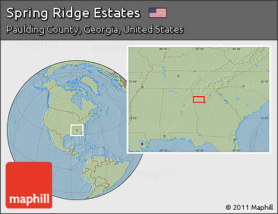 Savanna Style Location Map of Spring Ridge Estates, hill shading