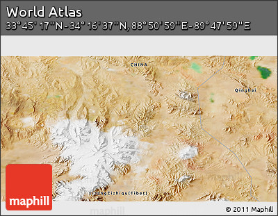 Satellite 3D Map of the Area around 34° 0' 57" N, 89° 19' 29" E
