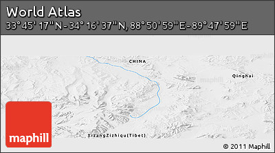 Physical Panoramic Map of the Area around 34° 0' 57" N, 89° 19' 29" E