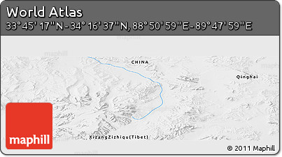 Physical Panoramic Map of the Area around 34° 0' 57" N, 89° 19' 29" E