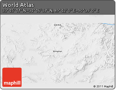 Physical 3D Map of the Area around 34° 0' 57" N, 90° 10' 30" E