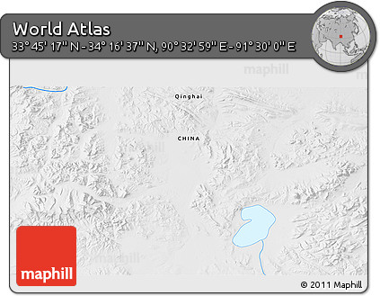 Physical 3D Map of the Area around 34° 0' 57" N, 91° 1' 30" E