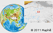 Physical Location Map of the area around 34° 0' 57" N, 91° 1' 30" E