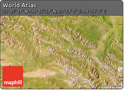Satellite Map of the Area around 34° 0' 57" N, 94° 25' 30" E