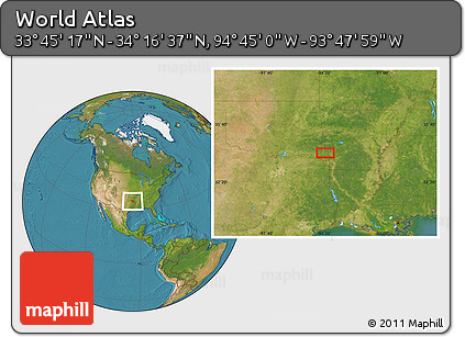 Satellite Location Map of the Area around 34° 0' 57" N, 94° 16' 30" W