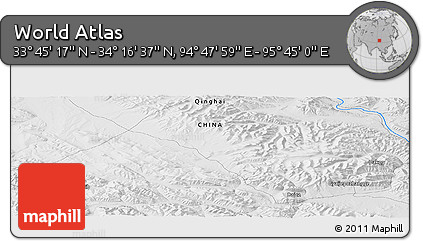 Physical Panoramic Map of the Area around 34° 0' 57" N, 95° 16' 30" E