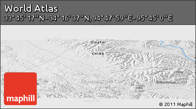 Physical Panoramic Map of the Area around 34° 0' 57" N, 95° 16' 30" E