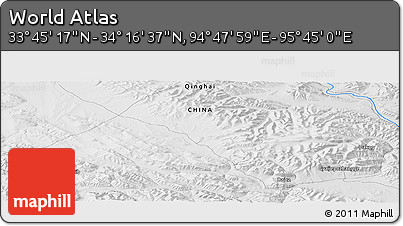 Physical Panoramic Map of the Area around 34° 0' 57" N, 95° 16' 30" E