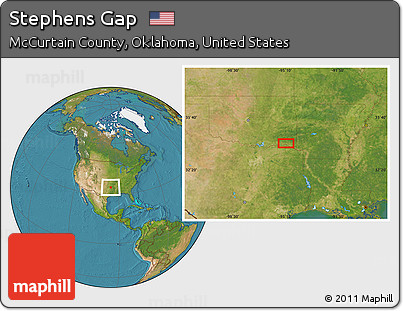 Satellite Location Map of Stephens Gap