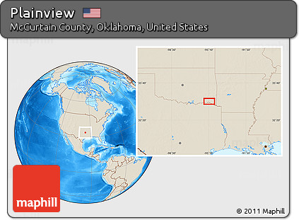 Shaded Relief Location Map of Plainview