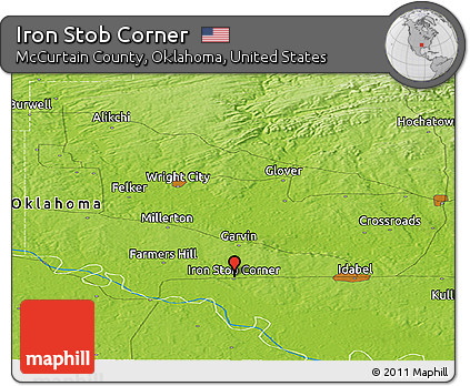 Physical Panoramic Map of Iron Stob Corner
