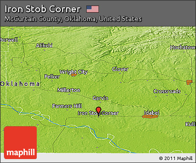 Physical Panoramic Map of Iron Stob Corner