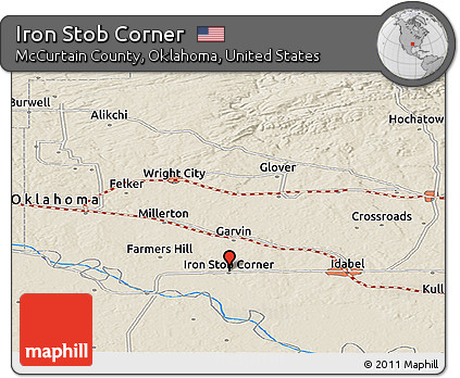 Shaded Relief Panoramic Map of Iron Stob Corner