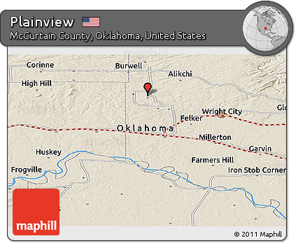 Shaded Relief Panoramic Map of Plainview