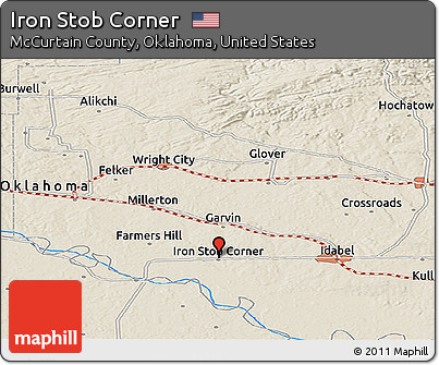 Shaded Relief Panoramic Map of Iron Stob Corner