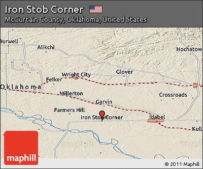 Shaded Relief Panoramic Map of Iron Stob Corner