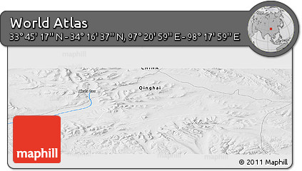 Physical Panoramic Map of the Area around 34° 0' 57" N, 97° 49' 29" E