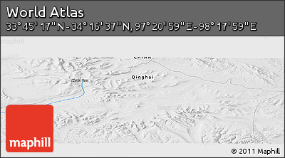 Physical Panoramic Map of the Area around 34° 0' 57" N, 97° 49' 29" E