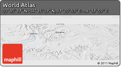 Physical Panoramic Map of the Area around 34° 0' 57" N, 97° 49' 29" E