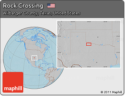 Gray Location Map of Rock Crossing, hill shading
