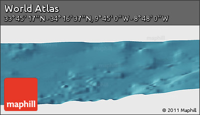 Satellite Panoramic Map of the Area around 34° 0' 57" N, 9° 16' 30" W