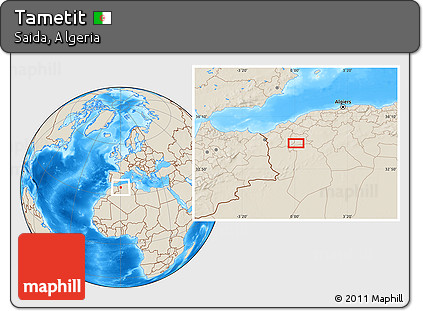 Shaded Relief Location Map of Tametit