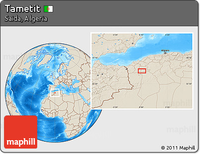 Shaded Relief Location Map of Tametit