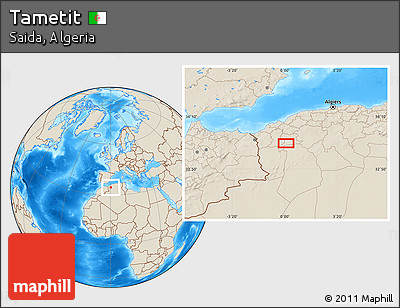 Shaded Relief Location Map of Tametit