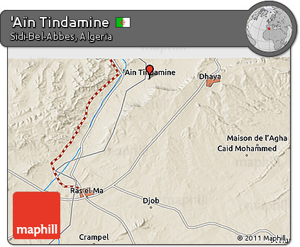 Shaded Relief 3D Map of 'Aïn Tindamine