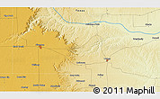 Physical 3D Map of the area around 34° 28' 56" N, 101° 4' 29" W