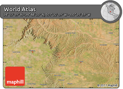 Satellite Map of the Area around 34° 28' 56" N, 101° 4' 29" W