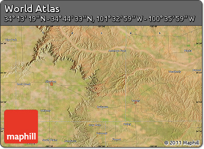Satellite Map of the Area around 34° 28' 56" N, 101° 4' 29" W