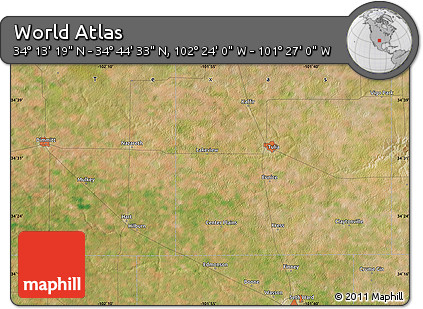 Satellite Map of the Area around 34° 28' 56" N, 101° 55' 30" W
