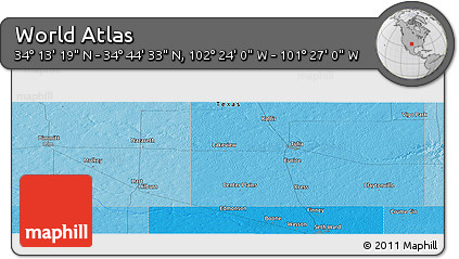 Political Panoramic Map of the Area around 34° 28' 56" N, 101° 55' 30" W