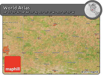 Satellite Map of the Area around 34° 28' 56" N, 102° 46' 30" W