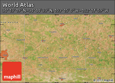 Satellite Map of the Area around 34° 28' 56" N, 102° 46' 30" W