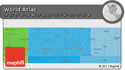 Political Panoramic Map of the Area around 34° 28' 56" N, 102° 46' 30" W