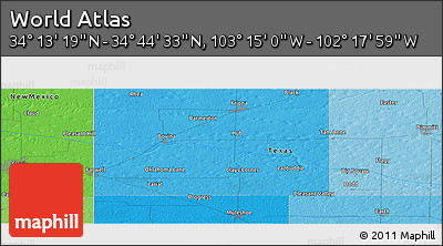 Political Panoramic Map of the Area around 34° 28' 56" N, 102° 46' 30" W