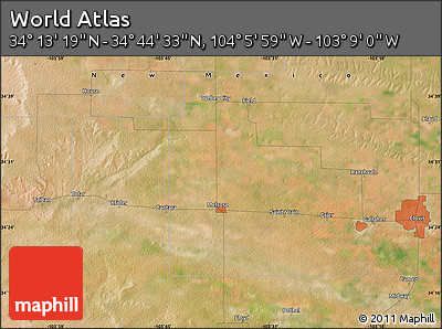 Satellite Map of the Area around 34° 28' 56" N, 103° 37' 30" W