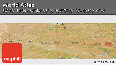 Satellite Panoramic Map of the Area around 34° 28' 56" N, 103° 37' 30" W