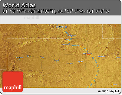 Physical 3D Map of the Area around 34° 28' 56" N, 104° 28' 29" W