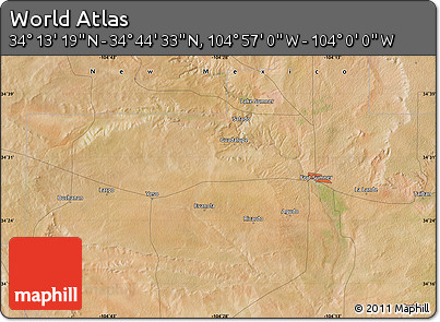 Satellite Map of the Area around 34° 28' 56" N, 104° 28' 29" W