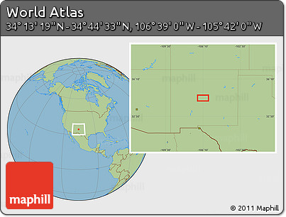 Savanna Style Location Map of the Area around 34° 28' 56" N, 106° 10' 30" W
