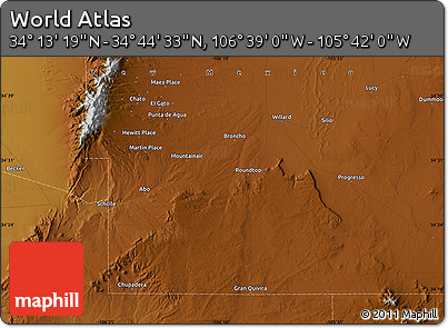 Physical Map of the Area around 34° 28' 56" N, 106° 10' 30" W