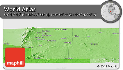Political Panoramic Map of the Area around 34° 28' 56" N, 106° 10' 30" W