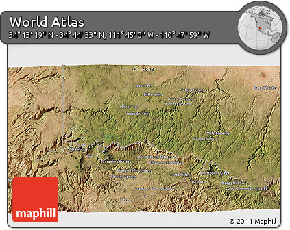 Satellite 3D Map of the Area around 34° 28' 56" N, 111° 16' 30" W