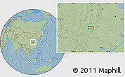 Savanna Style Location Map of Luoyang, hill shading