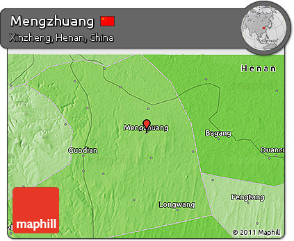 Political 3D Map of Mengzhuang